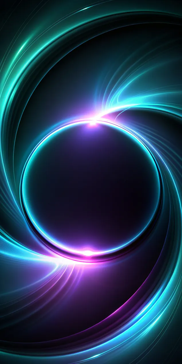 כדור מופשט עם גל ציאן עם גוון סגול 2K טפט