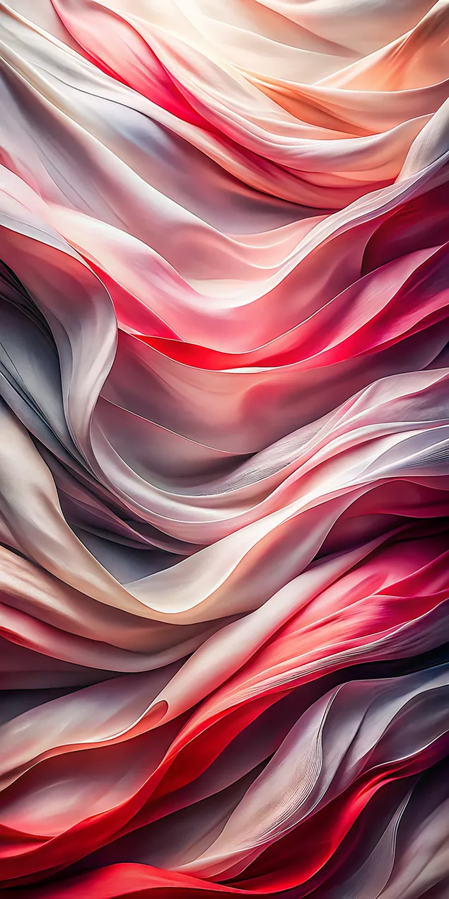 Шпалери Анотація закручених хвиль тканини в рожевих та білих відтінках 2K