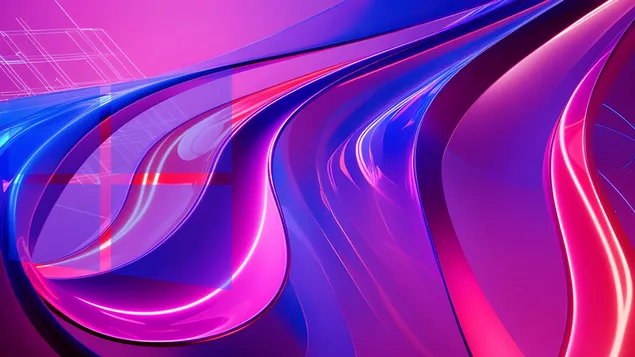 Rrotullimet abstrakte të WIndows 11 rozë dhe blu 4K sfond