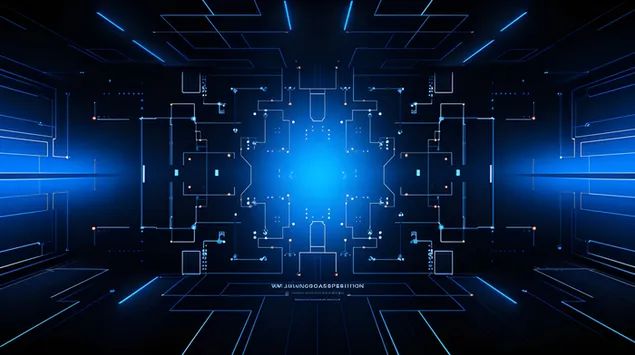 Sfondi abstrakt i teknologjisë me elemente kodi 2K sfond