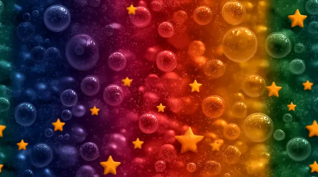 Апстрактна текстурирана позадина со сфери и ѕвездени форми 2K тапет