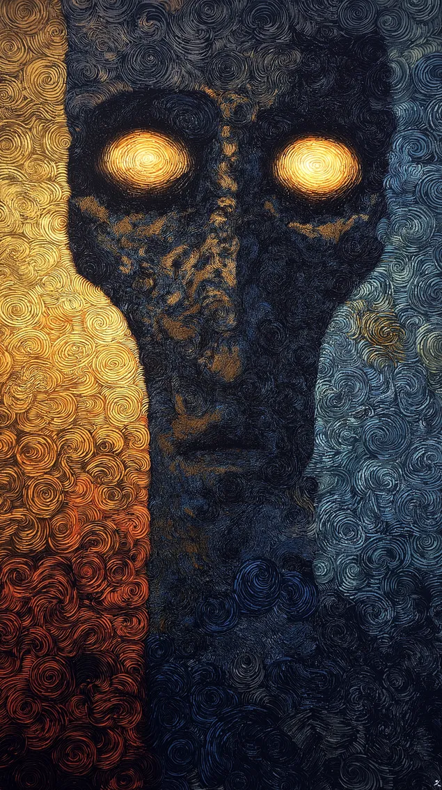 visage texture abstrait avec des yeux brillants et des motifs tourbillonnants telechargement