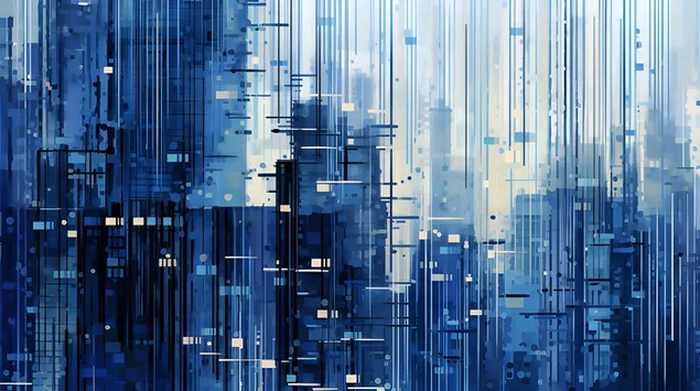 מופשט סופת גשם עירונית: נוף עירוני של קווים נופלים ותבניות גיאומטריות 8K טפט