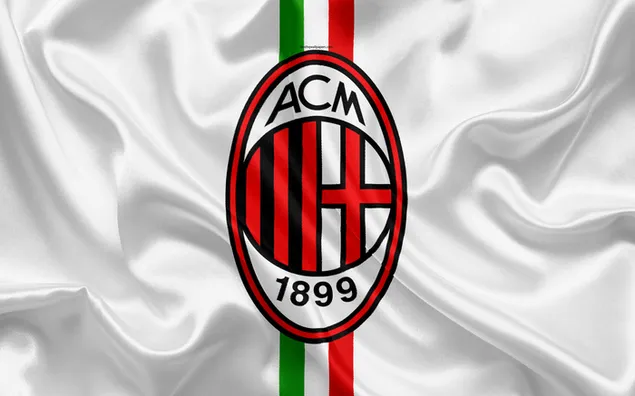 Logotip de l'AC Milan sobre fons vermell verd i blanc baixada
