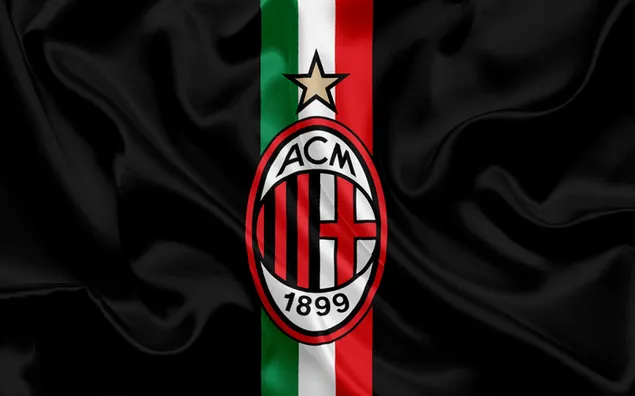 Logo AC Milan dengan latar belakang merah hijau putih dan hitam unduhan