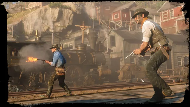 Páipéar balla Gníomh ag Red Dead Fuascailte4K
