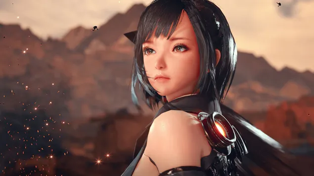 來自“Project EVE”（電子遊戲）的動作機器人女孩 4K 壁紙