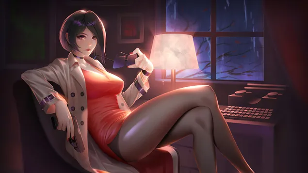 Ada Wong (Anime Art) - Resident Evil 2 Remake (videospeletjie) 4K muurpapier