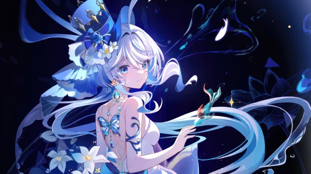 可爱的“Furina”（Hydro Archon）| Genshin Impact（在线角色扮演游戏） 4K 壁纸