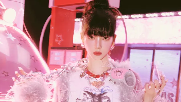 أغنية "كارينا" الرائعة من Aespa في جلسة تصوير الفيديو الموسيقي Hot Mess 4K خلفية