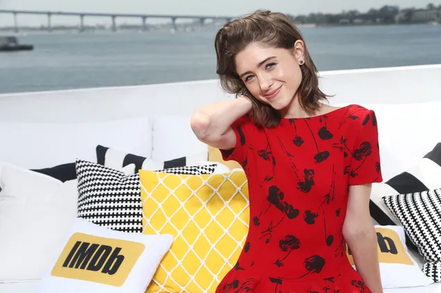 Adorable 'Natalia Dyer' in Lovely Red Dress