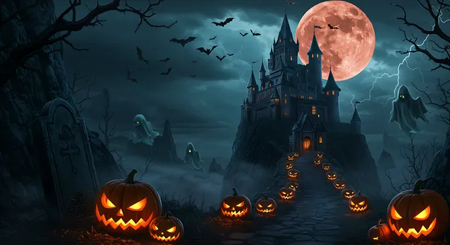 Začarana ukleta šuma u ponoć 2K pozadina