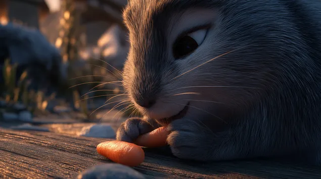 bedarande gnagare som gnager pa en morot vid solnedgangen narbild ladda ner