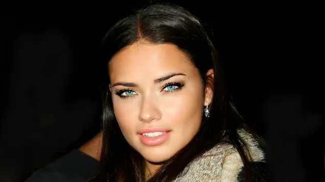 adriana lima rakt har bla ogon rosa lappar lurvig pals och svart bakgrund ladda ner