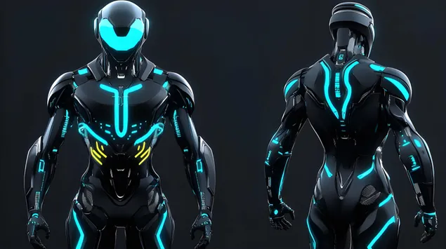 humanoide avanzado con diseno cibernetico luminoso descargar