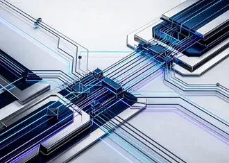 pokrocily kvantovy procesor s plosnymi spoji technologie ilustrace pozadi stahnout