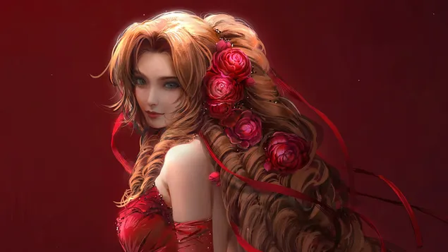 Páipéar balla Aerith Gainsborough (Dreamy Fanart) - Final Fantasy VII Remake [Fideo Game]4K