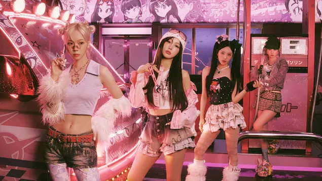 Taustakuva Aespa kaikki jäsenet Hot Mess MV Shootissa 4K