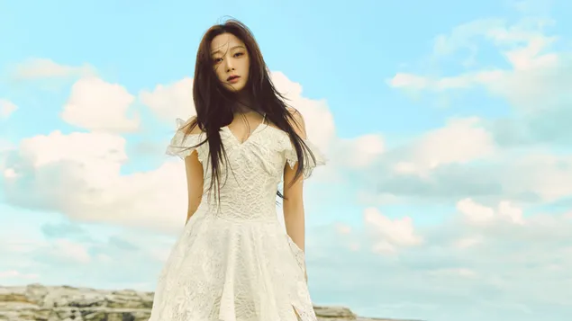 Giselle ของ Aespa ในชุดสีขาว - My World Album Shoot 4K วอลเปเปอร์