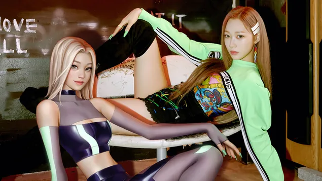 giselle di aespa con virtual char. in 'black mamba' mv shoot (2020) scarica