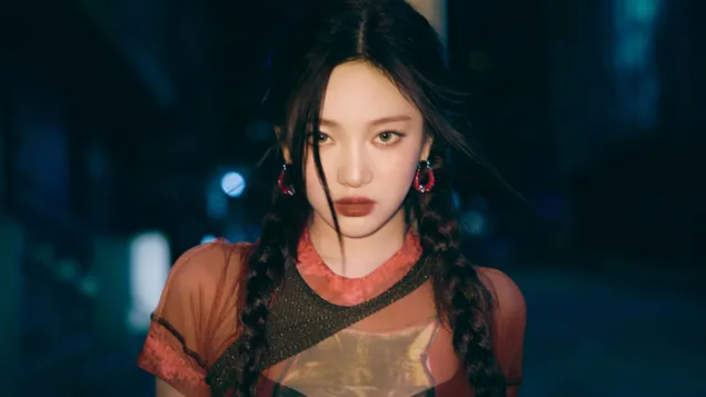 Ningning z Aespy na planie zdjęciowym albumu „Armageddon” 4K tapeta