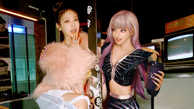 Ningning של Aespa עם Char Virtual. ב-'Black Mamba' MV Shoot (2020) 4K טפט