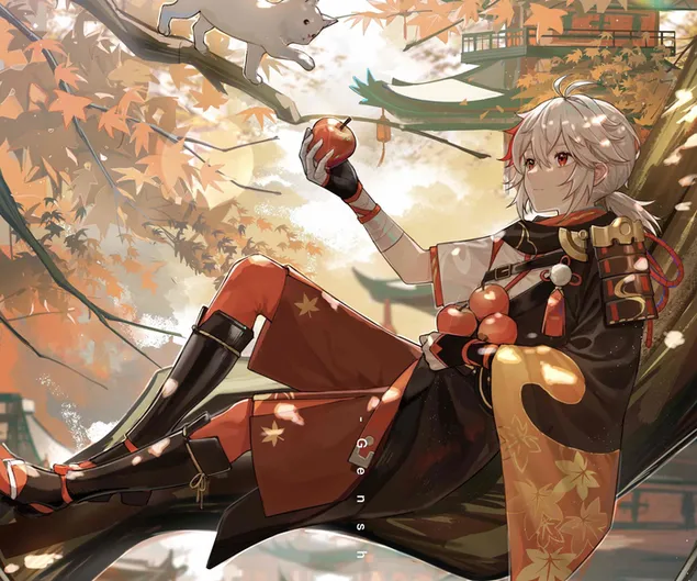 muat turun pemberian aether dikenakan pada kucing di atas dahan pokok | kesan genshin