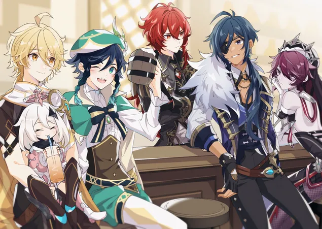 aether og vennene hans har det goy i baren (ganshin impact) nedlasting