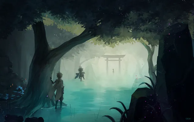 aether He  piamon Zai Mi Wu Sen Lin Zhong Fa Xian Liao Yi Ge Ren  | Yuan Shen Chong Ji Xia Zai