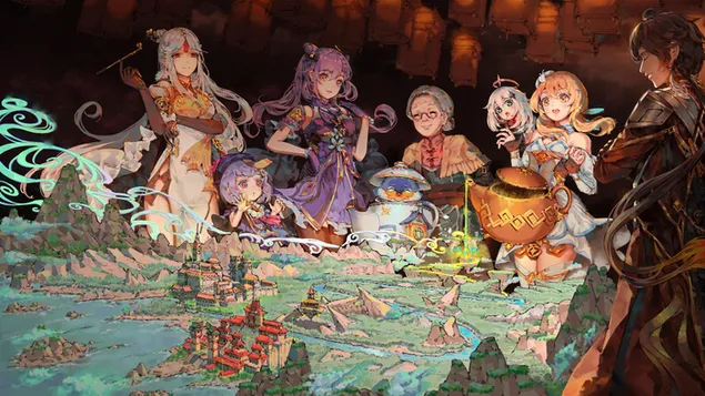 L'equip d'Ether planeja atacar | Impacte Ganshin 2K fons de pantalla