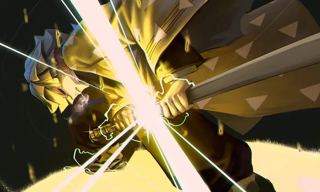 Agatsuma Zenitsu lynsværd 2K baggrundsbillede