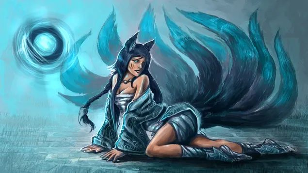 Ahri fra League of Legends 4K baggrundsbillede