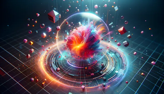 ai oracle orb, trojwymiarowy obraz futurystycznej wyroczni ai, tworzacej ksztalty przyszlosci pobierz