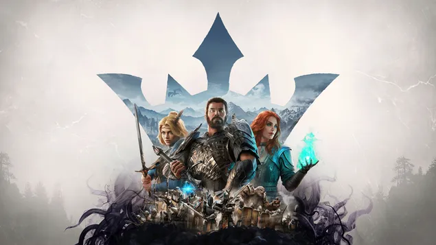 Aivar met Elisa & Katharine - King's Bounty II (RPG-videogame) 4K achtergrond