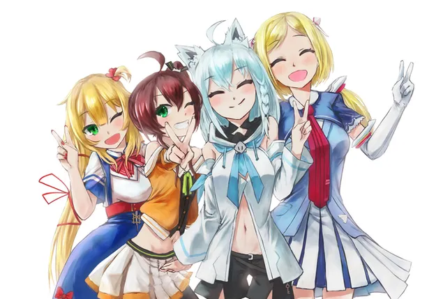 Akai Haato, Aki Rosenthal, Natsuiro Matsuri e Shirakami Fubuki HD sfondo