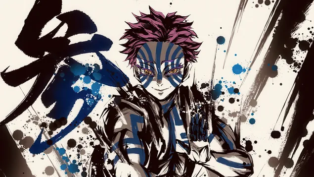 Páipéar balla Akaza Upper moon Demon ó Demon Slayer4K