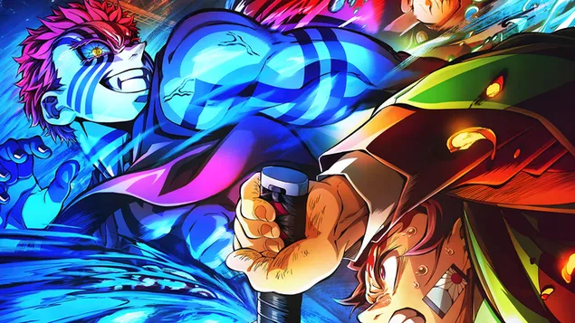 Páipéar balla Akaza Vs Tanjiro Kamado ó Demon Slayer Infinity Castle8K