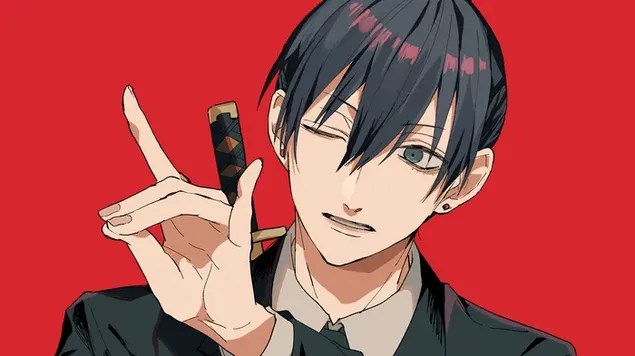 Aki Hayakawa nga njeriu me sharrë elektrike me zinxhir (anime) 4K sfond