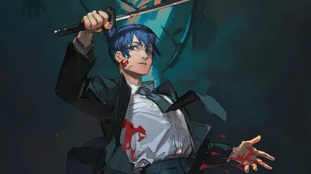 Aki Hayakawa katana a Chainsaw man-től 4K háttérkép