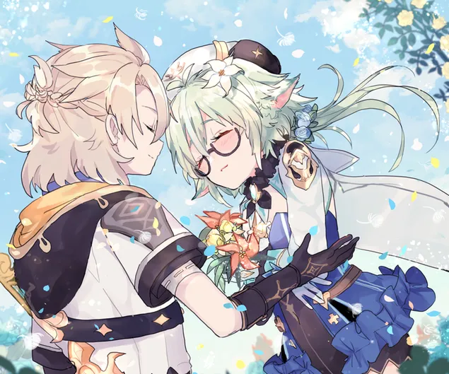 Taustakuva Albedo tarkoitukseen Sakkaroosi | rakkausparit (Ganshin Impact) HD