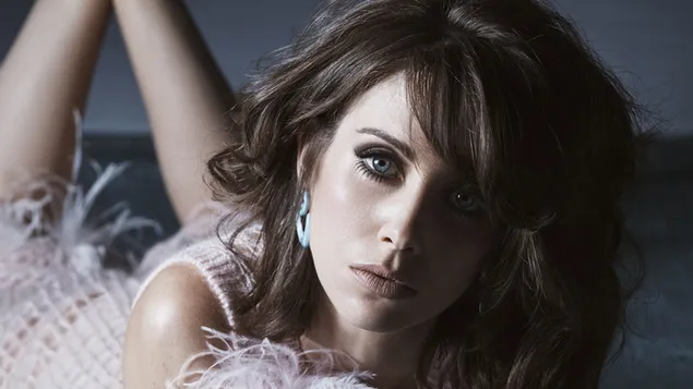 Alison Brie brunette actress with blue eyes 4K wallpaper