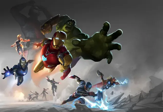 All Avengers Fighting Together 