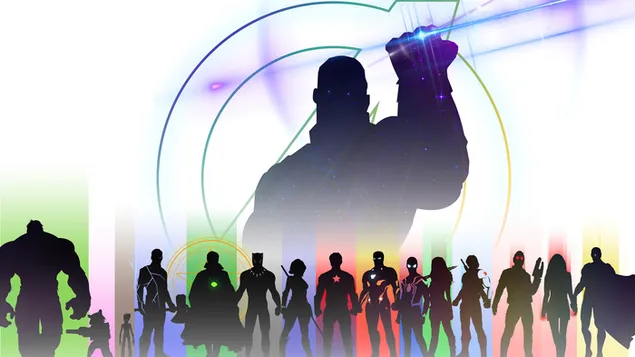 All Avengers Together Against Thanos In Shadow View