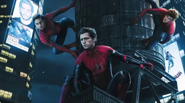 Semua Spider Man Multi Ayat Bersama Tanpa Topeng 4K wallpaper