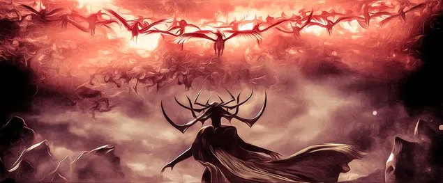 Visa Valkirija supa Helą iš visų pusių 4K ekrano užsklanda