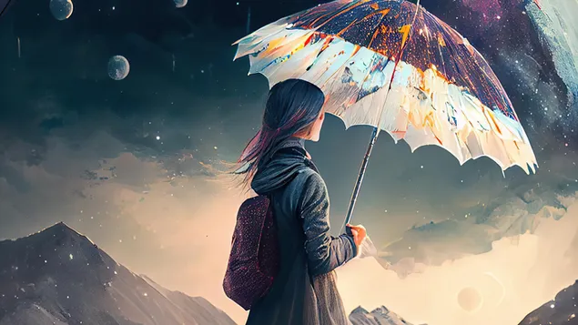 สาวคนเดียวเดินจักรวาล 4K วอลเปเปอร์