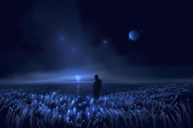 Ταπετσαρία Μόνος στο διαστημικό πεδίο 4K