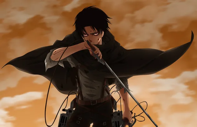 Alone Levi in a battlefield  2K wallpaper