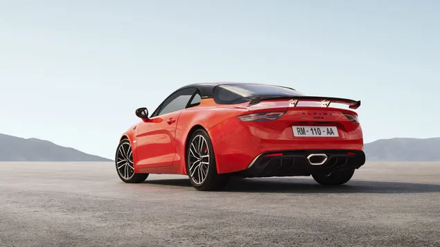 Alpine A110 S 2022 orange Farbe Rück- und Seitenansicht 4K Hintergrundbild
