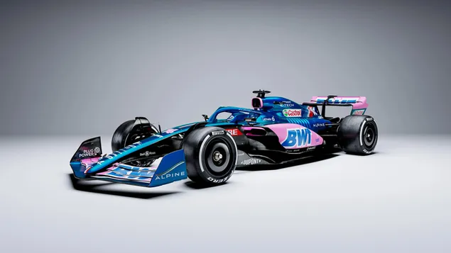 Alpine A522 Formula 1 2022 new car blue color front and side view
